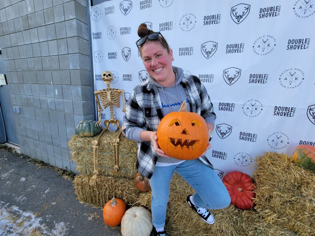STEAM Educator Jessica Winn with pumpkin