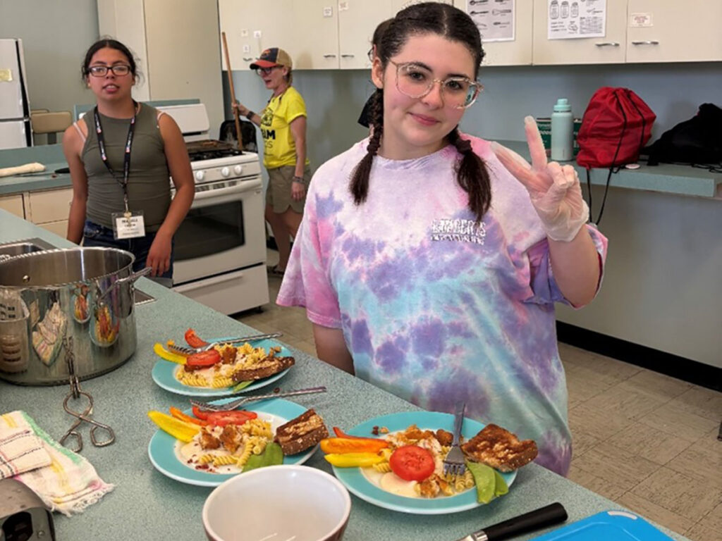 Two students cooking