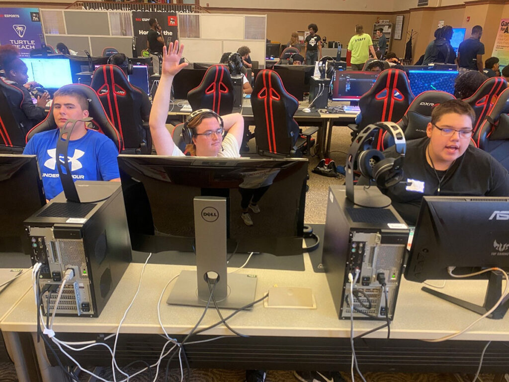 students in the esports arena on the NIU campus