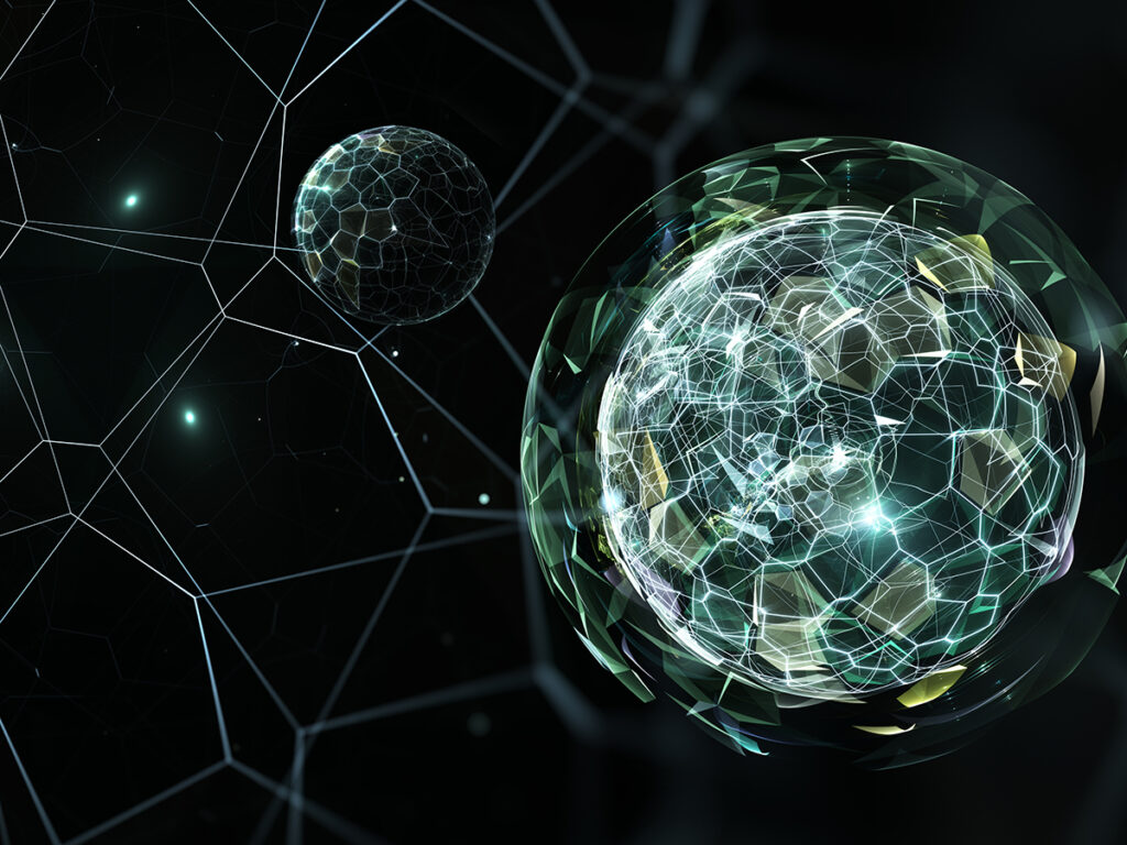 Quantum world, quantum mechanics. 3d illustration